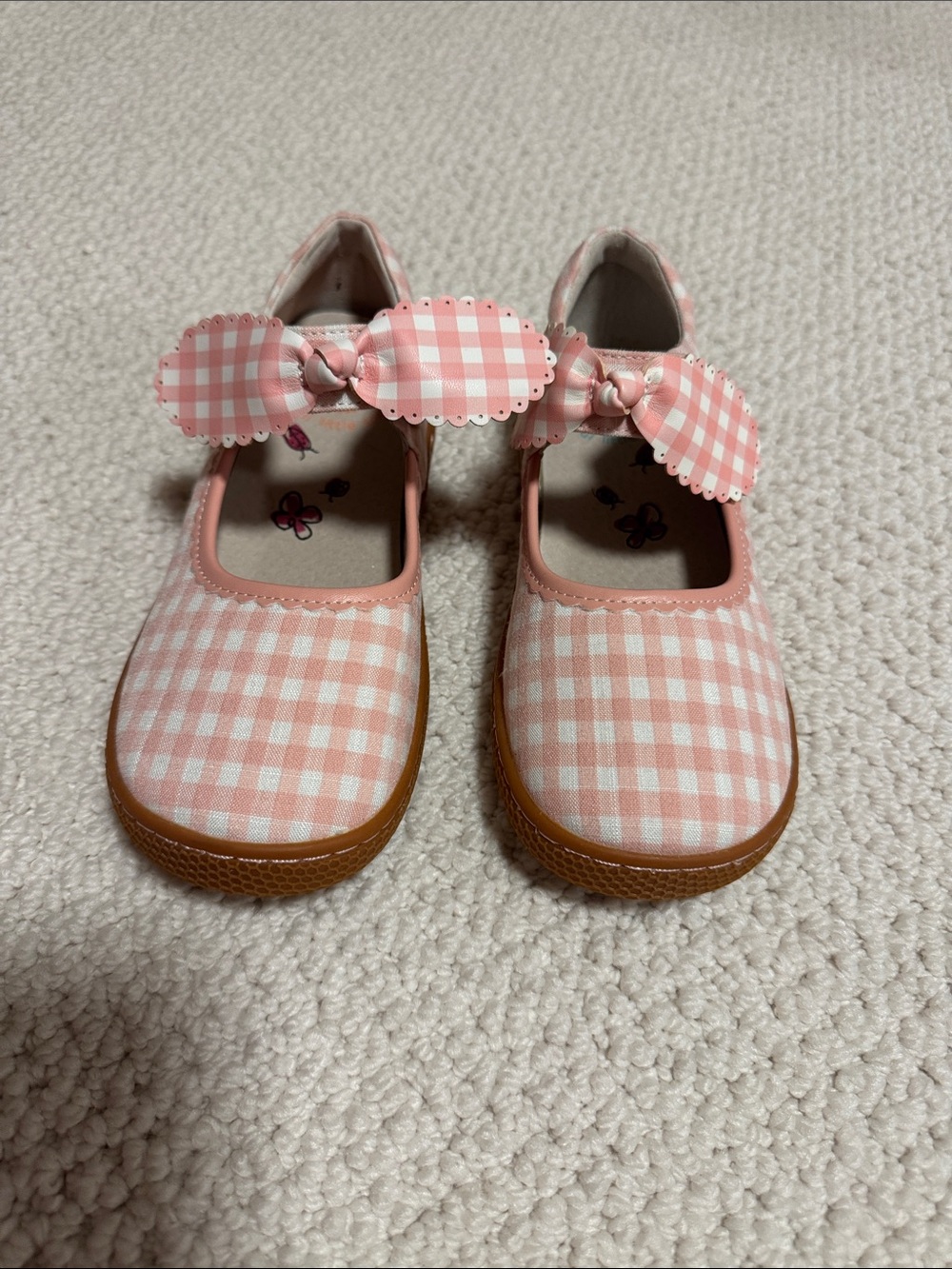 Girls Pink Gingham Bow Mary Jane Kids Shoes